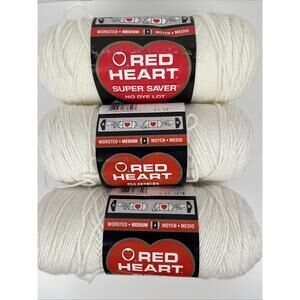 Red Heart Super Saver Yarn Soft White E300-316 Lot Of 3 Various Weights